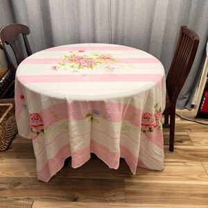 Floral Pink and White Tablecloth